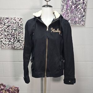 Harley-Davidson Black Hooded Sherpa-Lined Zip Jacket